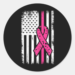 Vlag Roze Lint Borstkanker Bewustzijn Maand 1 Ronde Sticker