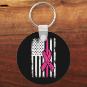 Vlag Roze Lint Borstkanker Bewustzijn Maand 1 Sleutelhanger (Voorkant)