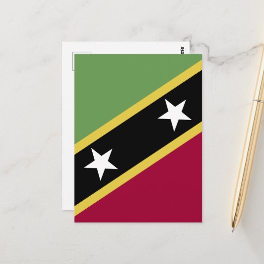 vlag Saint Kitts en Nevis Briefkaart (Voorkant / Achterkant in situ)