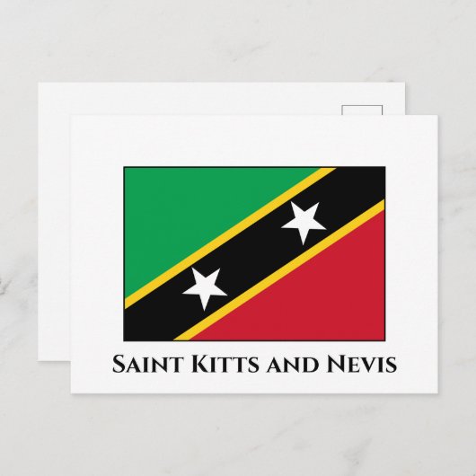 Vlag Saint Kitts en Nevis Briefkaart (Voorkant / Achterkant)