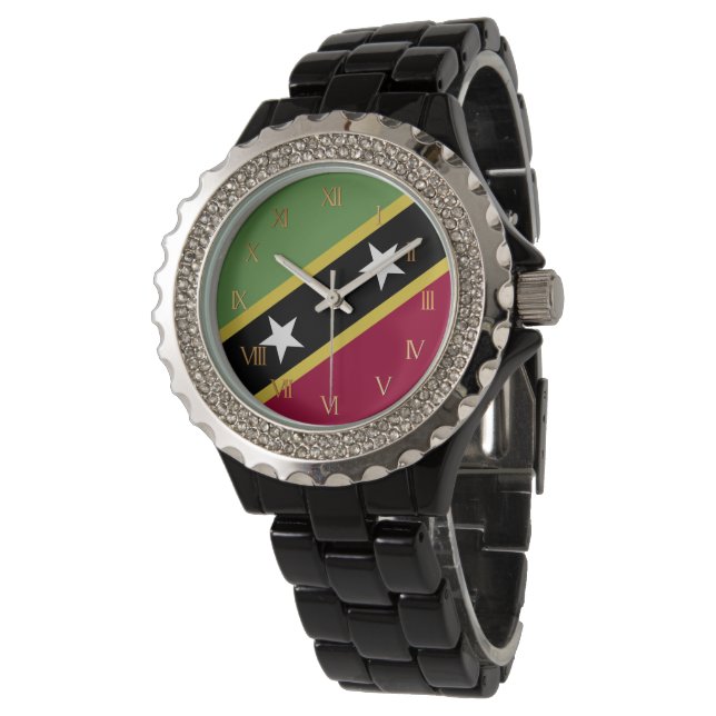 vlag Saint Kitts en Nevis Horloge (Gekanteld)