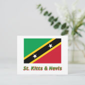 Vlag Saint Kitts en Nevis met naam Briefkaart (Staand voorkant)