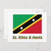 Vlag Saint Kitts en Nevis met naam Briefkaart (Voorkant / Achterkant)