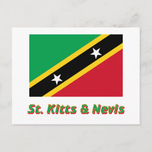 Vlag Saint Kitts en Nevis met naam Briefkaart