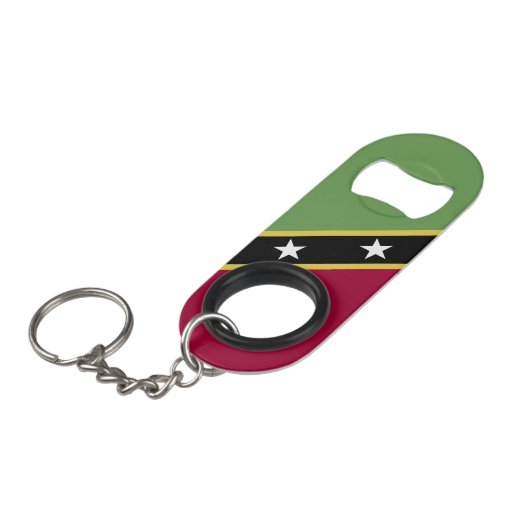 vlag Saint Kitts en Nevis Mini Flessenopener (Voorkant Gekanteld)