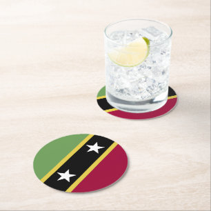 vlag Saint Kitts en Nevis Ronde Kartonnen Onderzetter