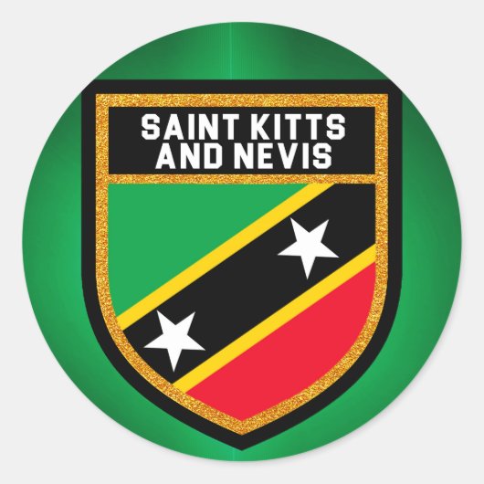 Vlag Saint Kitts en Nevis Ronde Sticker (Voorkant)