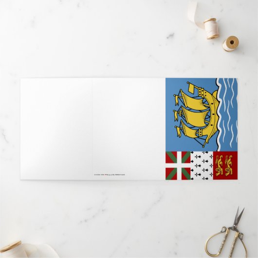 Vlag Saint-Pierre en Miquelon Drieluik Kaart (Buitenkant)