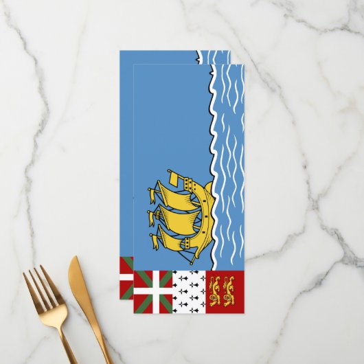 Vlag Saint-Pierre en Miquelon Menu (Voorkant / Achterkant in situ)