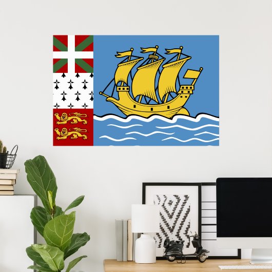 Vlag Saint-Pierre en Miquelon Poster (Thuiskantoor)