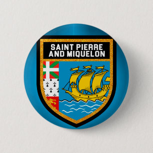 Vlag Saint-Pierre en Miquelon Ronde Button 5,7 Cm