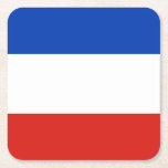 Vlag Schleswig-Holstein Square Paper Onderzetter<br><div class="desc">Papier onderzetter met vlag van Sleeswijk-Holstein; ontwerp met horizontale kleur van rood,  wit en blauw</div>