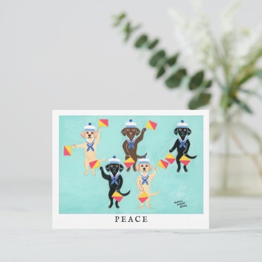 Vlag Semaphore Labradors zenden bericht van PEACE Briefkaart (Staand voorkant)