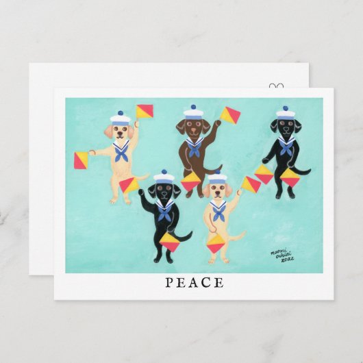 Vlag Semaphore Labradors zenden bericht van PEACE Briefkaart (Voorkant / Achterkant)