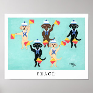 Vlag Semaphore Labradors zenden bericht van PEACE Poster