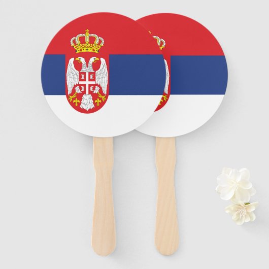 vlag Servië Handwaaier (Voorkant en achterkant)