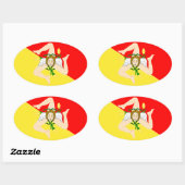 vlag Sicilië (Italië) Ovale Sticker (Vel)