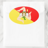 vlag Sicilië (Italië) Ovale Sticker (Tas)