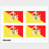 vlag Sicilië (Italië) Rechthoekige Sticker (Vel)