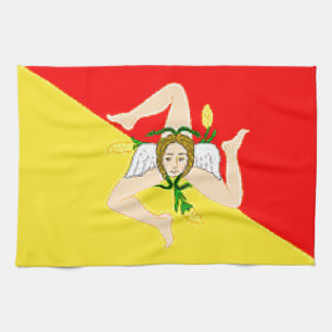 vlag Sicilië (Italië) Theedoek