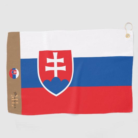 Vlag Slowakije & monogramme Golf Towel Slowakije Golfhanddoek (Horizontaal)