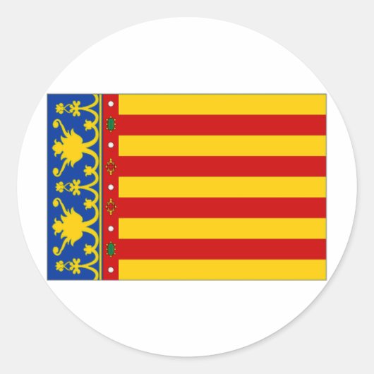 Vlag Spanje Valencia Ronde Sticker (Voorkant)
