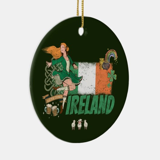 vlag St. Patrick's Day Retro Keramisch Ornament (Rechts)