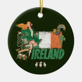 vlag St. Patrick's Day Retro Keramisch Ornament
