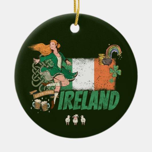  vlag St. Patrick's Day Retro Keramisch Ornament (Voorkant)