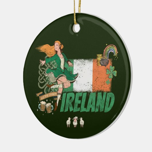  vlag St. Patrick's Day Retro Keramisch Ornament (Links)