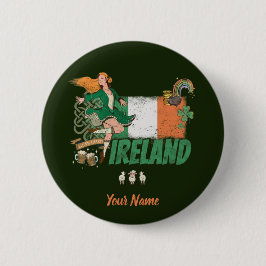 vlag St. Patrick's Day Retro Ronde Button 5,7 Cm