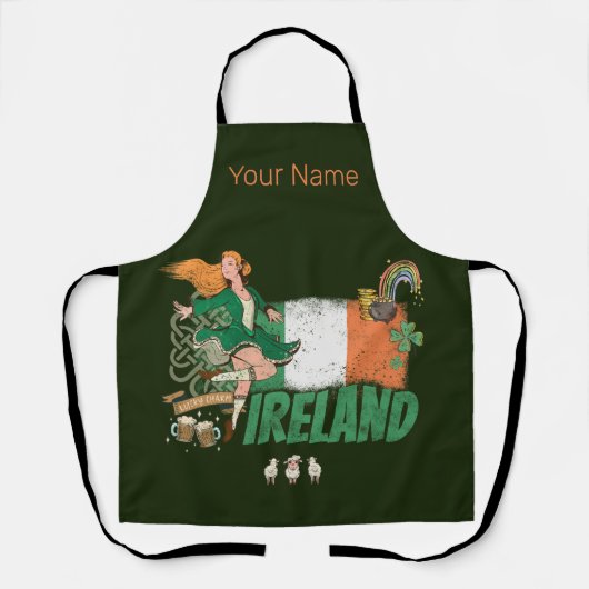  vlag St. Patrick's Day Retro Schort (Voorkant)