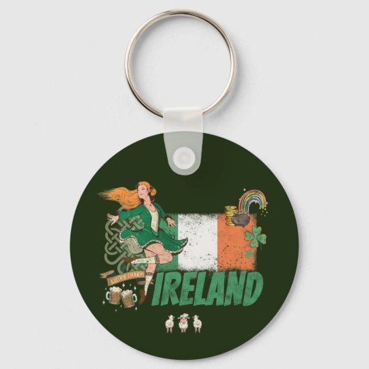 vlag St. Patrick's Day Retro Sleutelhanger (Voorkant)