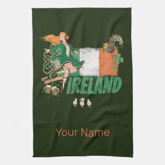  vlag St. Patrick's Day Retro Theedoek (Verticaal)