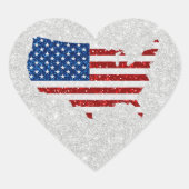 Vlag sterren en stripes juli 4 Glitter Hart Sticker (Voorkant)