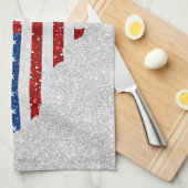 Vlag sterren en stripes juli 4 Glitter Theedoek (Quarter Fold)