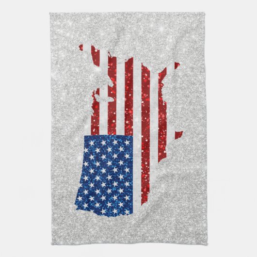 Vlag sterren en stripes juli 4 Glitter Theedoek (Verticaal)