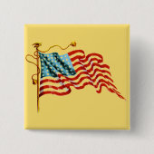 Vlag sterren en strips - vierkante button 5,1 cm (Voorkant)