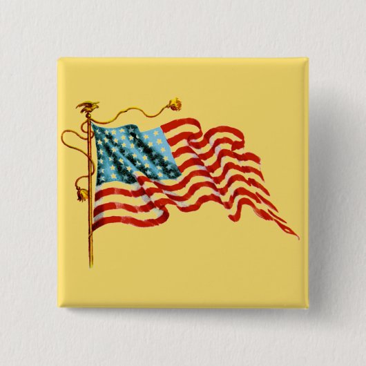 Vlag sterren en strips - vierkante button 5,1 cm (Voorkant)