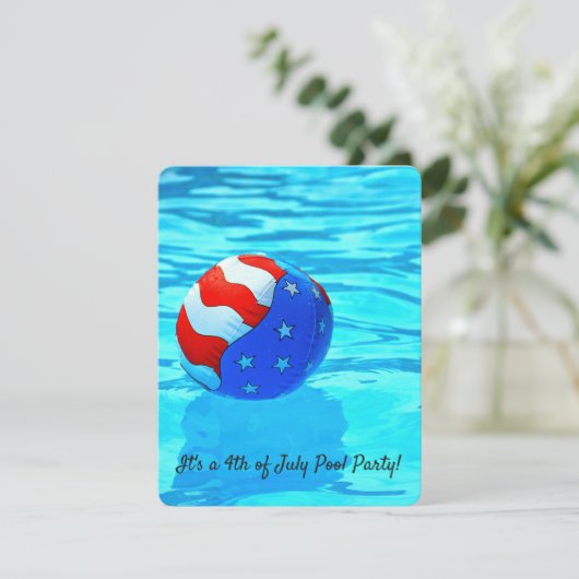 vlag strandbal in zwembad voor 4 juli feest kaart (Staand voorkant)
