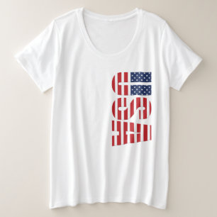 Vlag T-Shirt, VS-vlag, voor dames plus grootte Grote Maat T-shirt