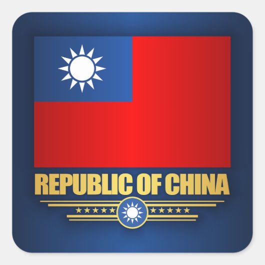 Vlag Taiwan (Republiek China) Vierkante Sticker (Voorkant)