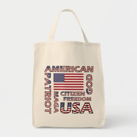 Vlag tekst US Patriot Old Glory Tote Bag (Voorkant)