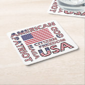 Vlag tekst US Patriot rood wit en blauw Kartonnen Onderzetters (Schuin)