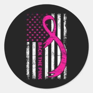 Vlag terug het roze borstkankerbewustzijnslint ronde sticker