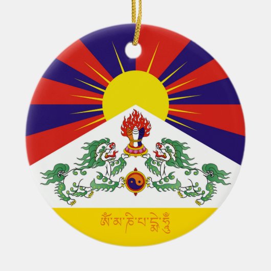 vlag Tibet en sneeuwballingen, mantra- de Himalaya Keramisch Ornament (Voorkant)