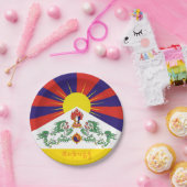 vlag Tibet en sneeuwballingen, mantra- de Himalaya Papieren Bordje (Feest)