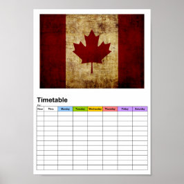 vlag/tijdschema voor Canada/gerunged Poster