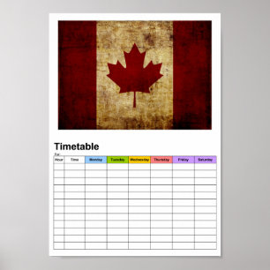 vlag/tijdschema voor Canada/gerunged Poster