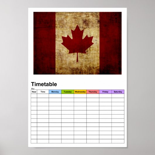 vlag/tijdschema voor Canada/gerunged Poster (Voorkant)